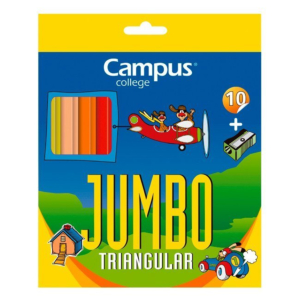 LÁPICES DE COLORES GRUESOS JUMBO CAMPUS UNIVERSITY 10 COLORES SURTIDOS REF. CFJL-10