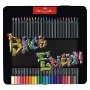 LÁPICES DE COLORES BLACK EDITION FABER CASTELL 24 COLORES SURTIDOS EN CAJA METÁLICA REF. 116425