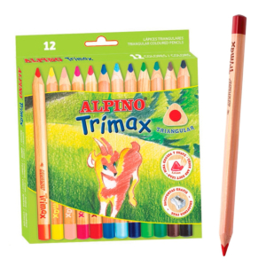 LÁPICES DE COLORES TRIANGULARES GRUESOS ALPINO TRIMAX 12 COLORES SURTIDOS REF. 113