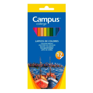 LÁPICES DE COLORES HEXAGONALES CAMPUS UNIVERSITY 12 COLORES SURTIDOS