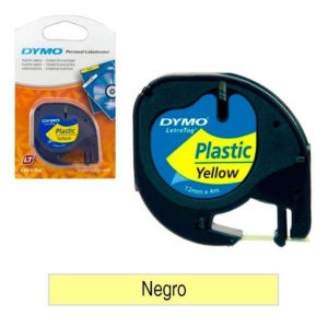 CINTA DE PLÁSTICO PARA ROTULAR DYMO LETRATAG NEGRO/AMARILLO REF. 91202