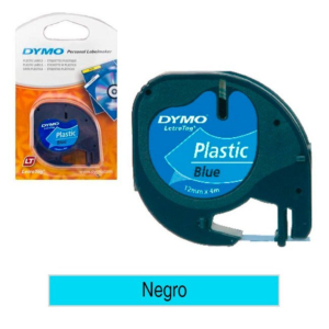 CINTA DE PLÁSTICO PARA ROTULAR DYMO LETRATAG NEGRO/AZUL REF. 91205