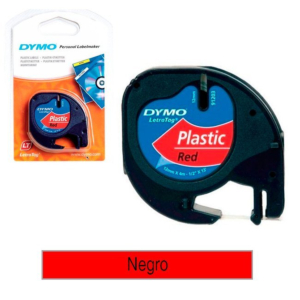 CINTA DE PLÁSTICO PARA ROTULAR DYMO LETRATAG NEGRO/ROJO REF. 91203