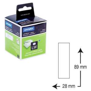 ETIQUETAS AUTOADHESIVAS DYMO LABELWRITER 89 X 28 MM. (130 ETIQ./ROLLO, 2 ROLLOS) REF. 99010