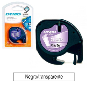 CINTA DE PLÁSTICO PARA ROTULAR DYMO LETRATAG NEGRO/TRANSPARENTE REF. 12267