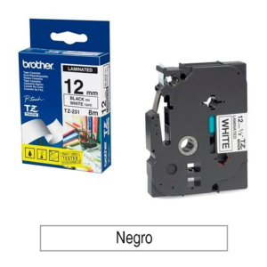 CINTA PARA ROTULAR BROTHER LAMINATED NEGRO/BLANCO REF. TZ-231