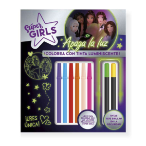 LIBRO COLOREA CON TINTA LUMINISCENTE SUPER GIRLS                                                    