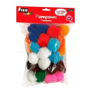 POMPONES DE COLORES MEDIANOS SURTIDOS (BOLSA 100 UNID.)