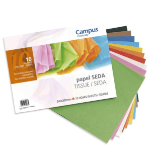 BLOC PAPEL SEDA CAMPUS UNIVERSITY FOLIO PARA TRABAJOS MANUALES 10 COLORES SURTIDOS