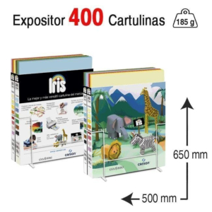 EXPOSITOR GUARRO CON 400 CARTULINAS IRIS 50 X 65 CM. 185 G. COLORES SURTIDOS