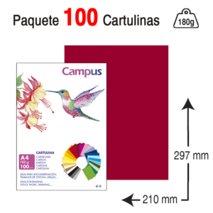 CARTULINA CAMPUS UNIVERSITY A4 180 G. GRANATE