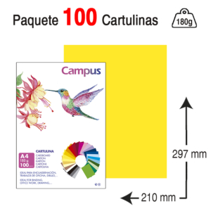 CARTULINA CAMPUS UNIVERSITY A4 180 G. AMARILLO CANARIO