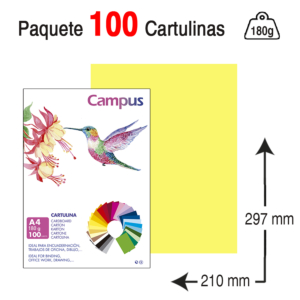 CARTULINA CAMPUS UNIVERSITY A4 180 G. AMARILLO LIMÓN