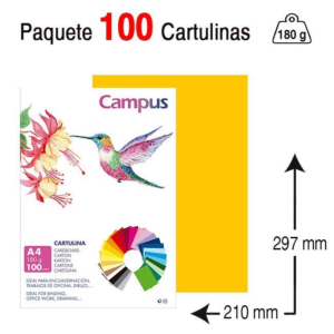 CARTULINA CAMPUS UNIVERSITY A4 180 G. AMARILLO GUALDA