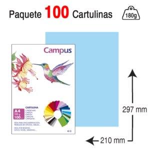 CARTULINA CAMPUS UNIVERSITY A4 180 G. AZUL CELESTE