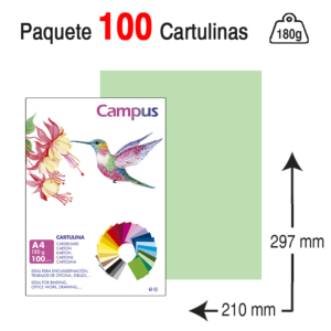CARTULINA CAMPUS UNIVERSITY A4 180 G. VERDE MANZANA