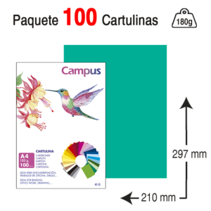 CARTULINA CAMPUS UNIVERSITY A4 180 G. VERDE MENTA