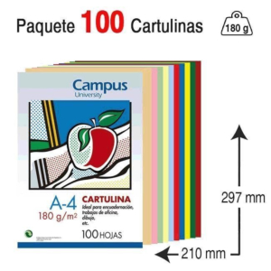 CARTULINA CAMPUS UNIVERSITY A4 180 G. COLORES SURTIDOS