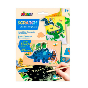 TAJETAS DE FELICITACIÓN SCRATCH AVENIR DINOSAURIOS                                                  