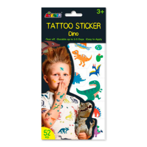TATUAJES CORPORALES TEMPORALES AVENIR DINOSURIOS PLATEADO                                           