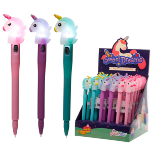 BOLÍGRAFOS CON FORMA Y LUZ LED UNICORNIO ARCOÍRIS REF. PEN130