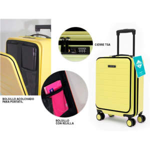 MALETA TROLLEY CABINA POCKET AMARILLO PASTEL REF. 333999
