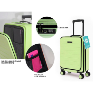 MALETA TROLLEY CABINA POCKET VERDE PASTEL REF. 334003