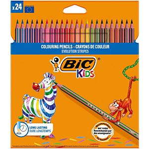 LAPICES DE COLORES BIC EVOLUTION STRIPES CAJA DE 24 COLORES SURTIDOS