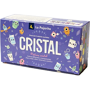 PINTURA CRISTAL LA PAJARITA 25ML 6 COLORES + PINCEL