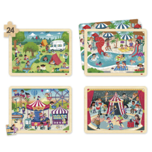 SET DE 4 PUZZLES DE MADERA TIEMPO LIBRE Y VIDA SOCIAL 4 UNID. REF. 52124