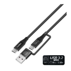 CABLE USB-C+A / USB-C CARGA 60W 1.8