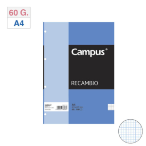 RECAMBIO ARCHIVADOR CAMPUS A4 100 HOJAS 60G MILIMETRADO                                             