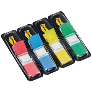 BANDERITAS POST-IT 12 X 43 MM DISPENSADOR 4 COLORES 140 UD.                                         