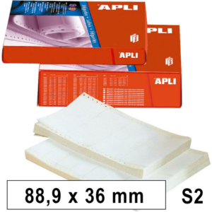 ETIQUETAS EN CONTINUO APLI 88,9 X 36 MM 2 SALIDAS 8000 UD.                                          