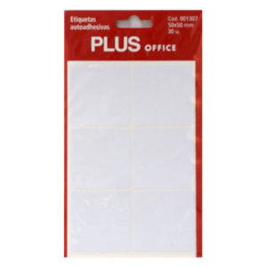 ETIQUETAS AUTOADHESIVAS PLUS OFFICE 50 X 50 MM 30 ETIQUETAS 5 HOJAS                                 