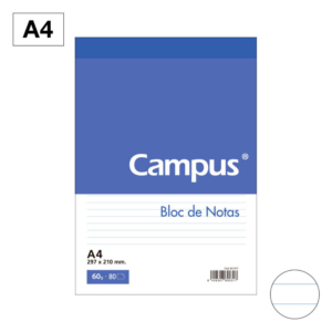 BLOC NOTAS MICROPERFORADO CAMPUS A4 60G 80H HORIZONTAL                                              