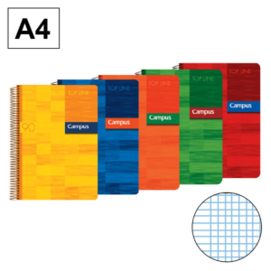 BLOC ESPIRAL CAMPUS A4 TAPA PLÁSTICO 80 HOJAS 90G MILIMETRADO                                       