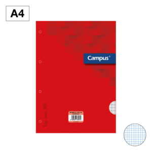 RECAMBIO CAMPUS A4 100 HOJAS 90G MILIMETRADO ROJO                                                   