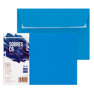 SOBRE C6 PLUS OFFICE 114 X 162 MM 120G AZUL 20 UD.                                                  
