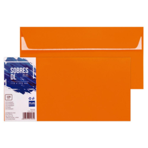 SOBRE DL PLUS OFFICE 110 X 220 MM 120G NARANJA 20 UD.                                               