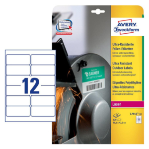 ETIQUETAS AVERY POLIETILENO FLEXIBLE 45,7 X 21,2 MM BLANCAS 480 UD.                                 