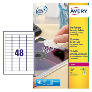 ETIQUETAS AVERY ANTI-MANIPULACIÓN 45,7 X 21,2 MM BLANCAS 960 UD.                                    