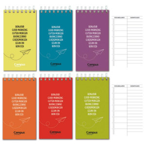 LIBRETA VOCABULARIO IDIOMAS CAMPUS UNIVERSITY 73 X 130 MM 80 HOJAS COLORES SURTIDOS                 