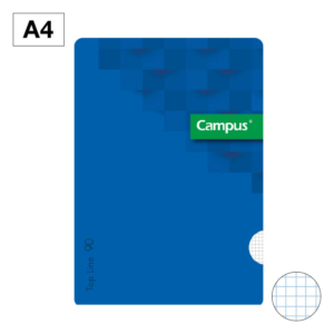 LIBRETA GRAPADA CAMPUS A4 TAPA PLÁSTICO 48 HOJAS 90G CUADRÍCULA 4 MM AZUL                           