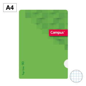 LIBRETA GRAPADA CAMPUS A4 TAPA PLÁSTICO 48 HOJAS 90G CUADRÍCULA 4 MM VERDE                          