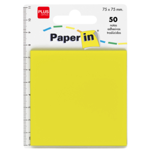 BLOC NOTAS ADHESIVAS TRASLUCIDAS PAPER IN PLUS OFFICE 75 X 75 MM AMARILLAS 50 HOJAS                 