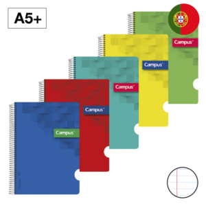 BLOC ESPIRAL CAMPUS A5+ TAPA PLÁSTICO 80 HOJAS 90G RAYADO HORIZONTAL DOBLE MARGEN                   
