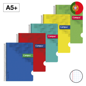 BLOC ESPIRAL CAMPUS A5+ TAPA PLÁSTICO 80 HOJAS 90G CUADRÍCULA 5 MM DOBLE MARGEN                     