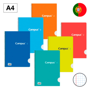 BLOC ESPIRAL CAMPUS A4 TAPA BÁSICA 80 HOJAS 60G CUADRÍCULA 5 MM DOBLE MARGEN                        