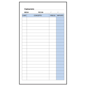 TALONARIO CAMAREROS PLUS OFFICE 90 X 160 MM DUPLICADO 50 JUEGOS                                     